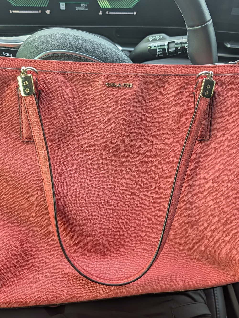 Coach Coral Tote Bag with Gold Hardware